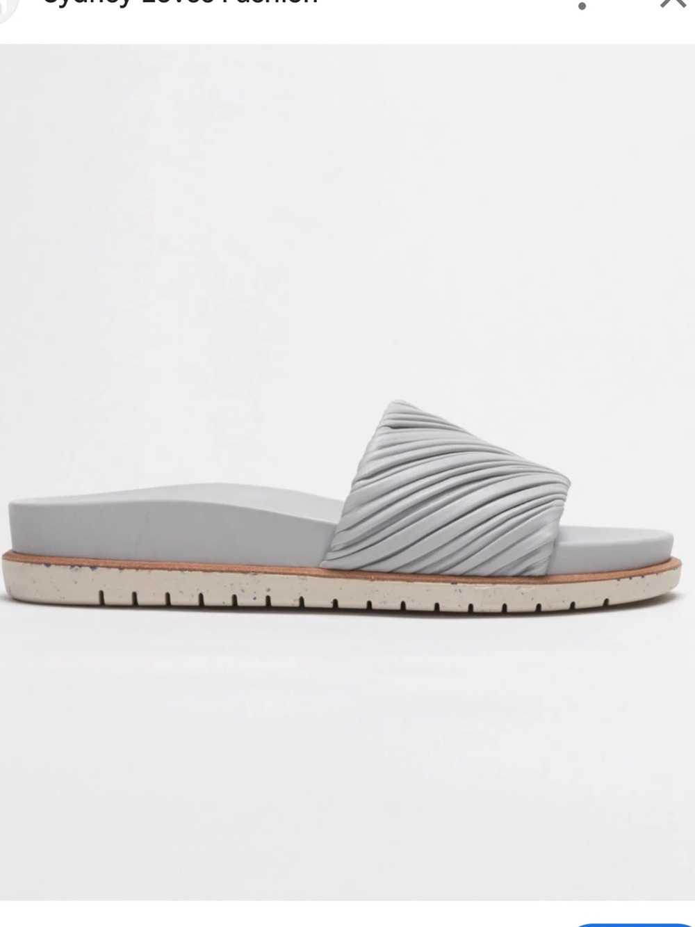 Oncept Athens Gray Ruched Leather Summer Slides Sandals Size 9